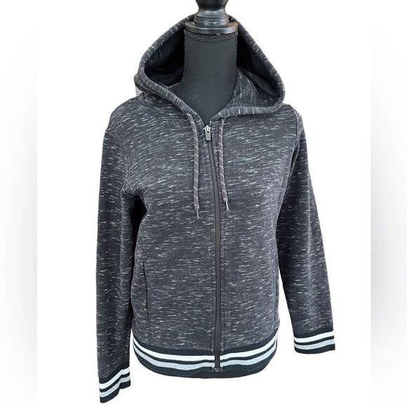 EDDIE Bauer zip front marled look hoodie with banded bottom and cuffs size PS. - Picture 1 of 5